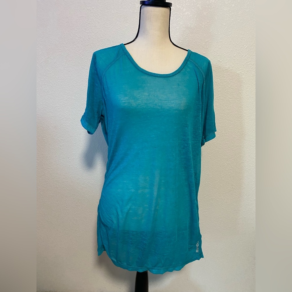 Reebok Activewear Sheer Aqua Short Sleeve Shirt